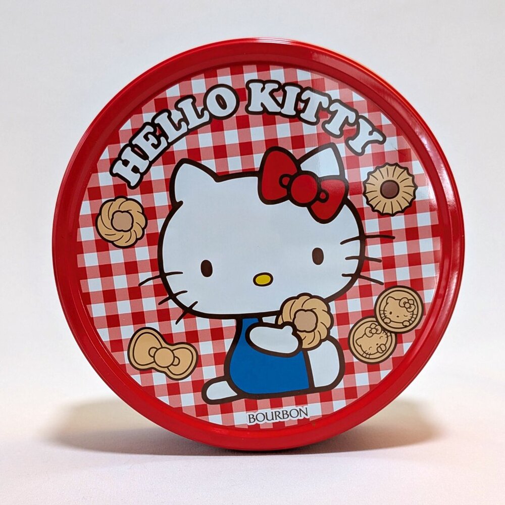 Sanrio Hello Kitty Bourbon Cookies Empty Tin Can Red Steel from Japan -EMPTY-